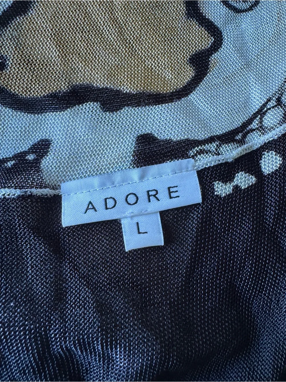 Adore Black, Beige & Gold Art-Print Flowing Wrap Scarf